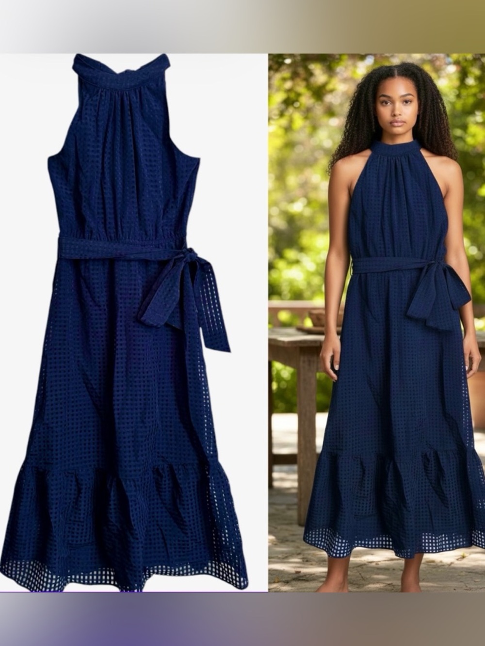 Annie Klein Blue Ruffle Hem Midi Dress Size 8 new with tag